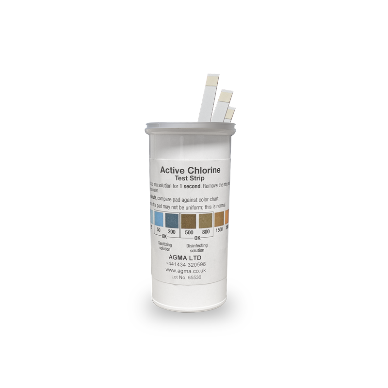 Tub of chlorine Dis-in-fect test strips